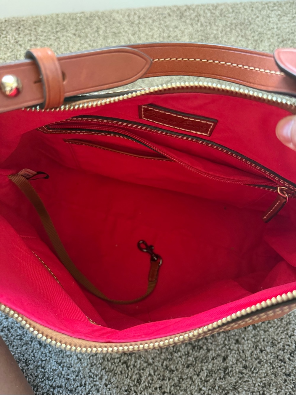 Dooney & Bourke Pebble Leather Hobo Bag in Cognac Brown - Picture 4 of 6